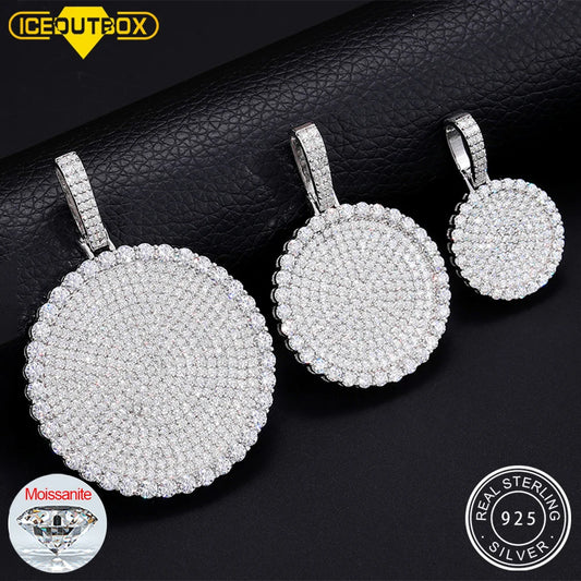 20/30/40mm Round D Color VVS Moissanite Pendant 925 Sterling Silver Necklaces Iced Out Shining Passed Diamond Test Wholesale