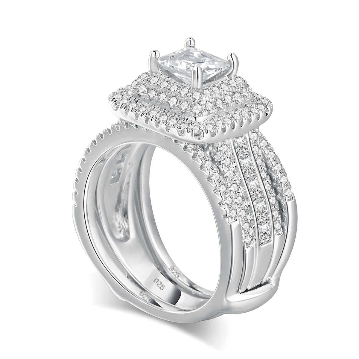 2PCS Moissanite Rings Set Certificate For Wedding 100% Silver 925 Luxury Brand Designer Engagement Jewelry For Women Wholesale