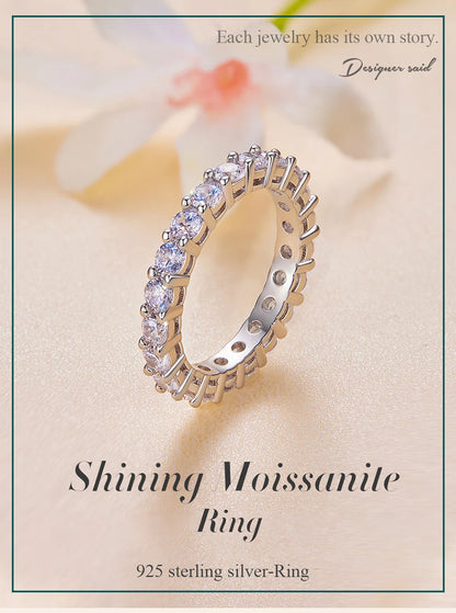 BAMOER Moissanite Ring Full Eternity Band for Women 925 Sterling Silver Diamond Wedding Engagement Ring