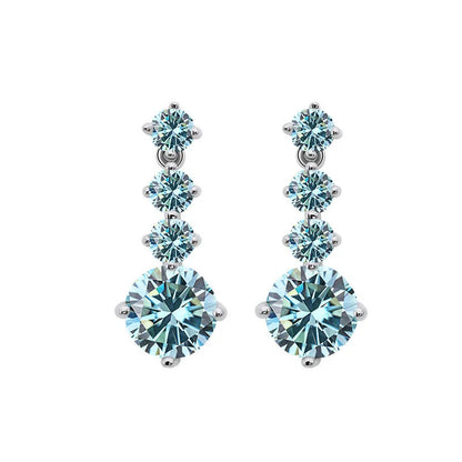 2.6ttw Full  Round Moissanite Drop Earrings For Women S925 Sterling Silver D Color Round Cut Diamond Earring Wedding Jewely