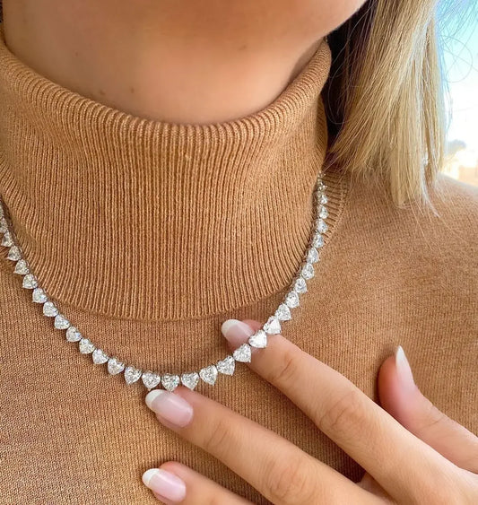 Wholesale 5A heart shape CZ iced out bling heart cz tennis necklace for women girlfriend valentine's gift fashion jewelry