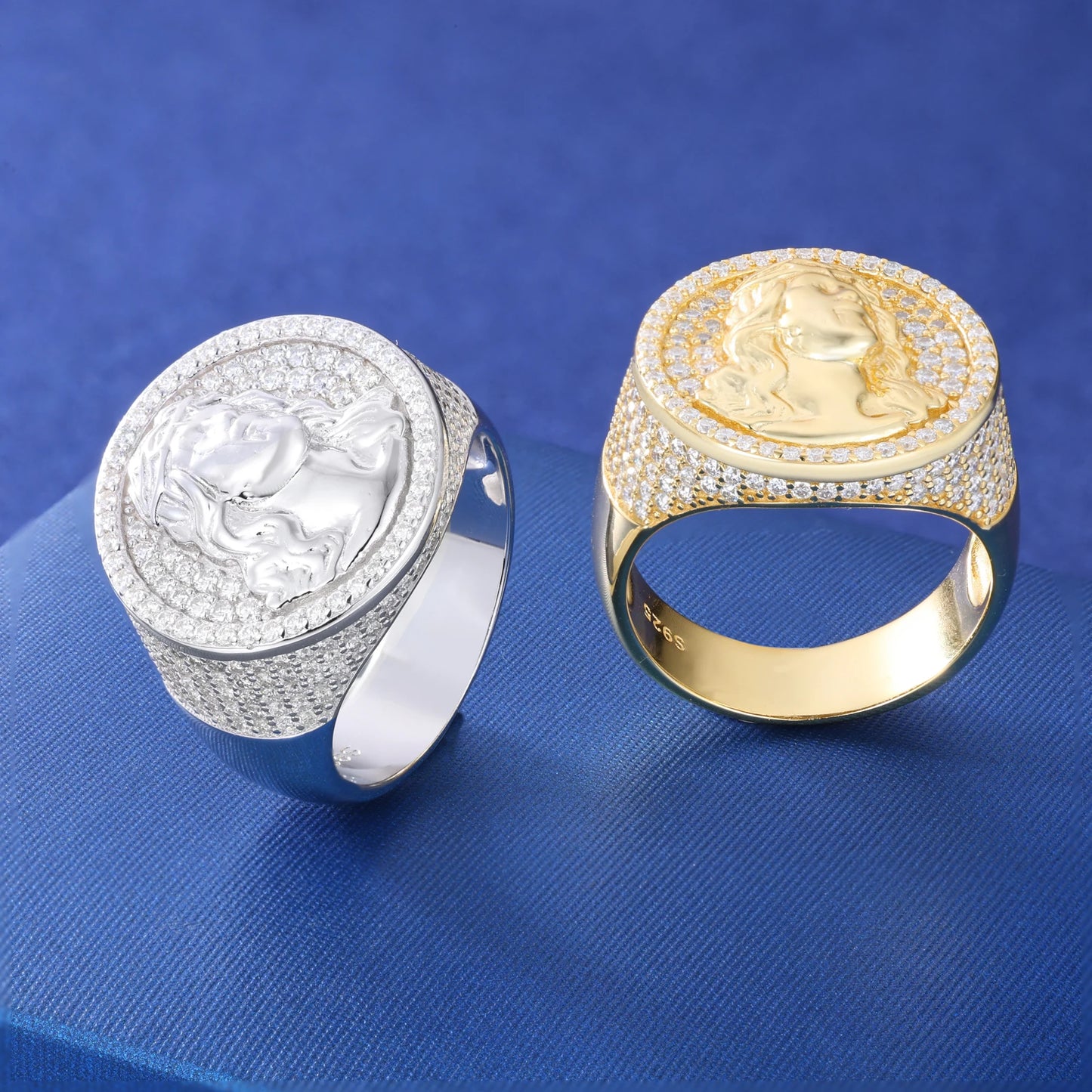 New S925 Moissanite Jesus Head Ring Men Women Fashion Religious Amulet Accessories Hip Hop Punk Iced Out Sterling Silver Jewelry