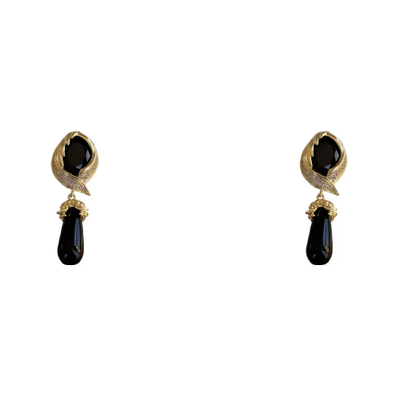 Bilincolor Fashion Retro Personalized Light Luxury Zircon Droplet Earrings