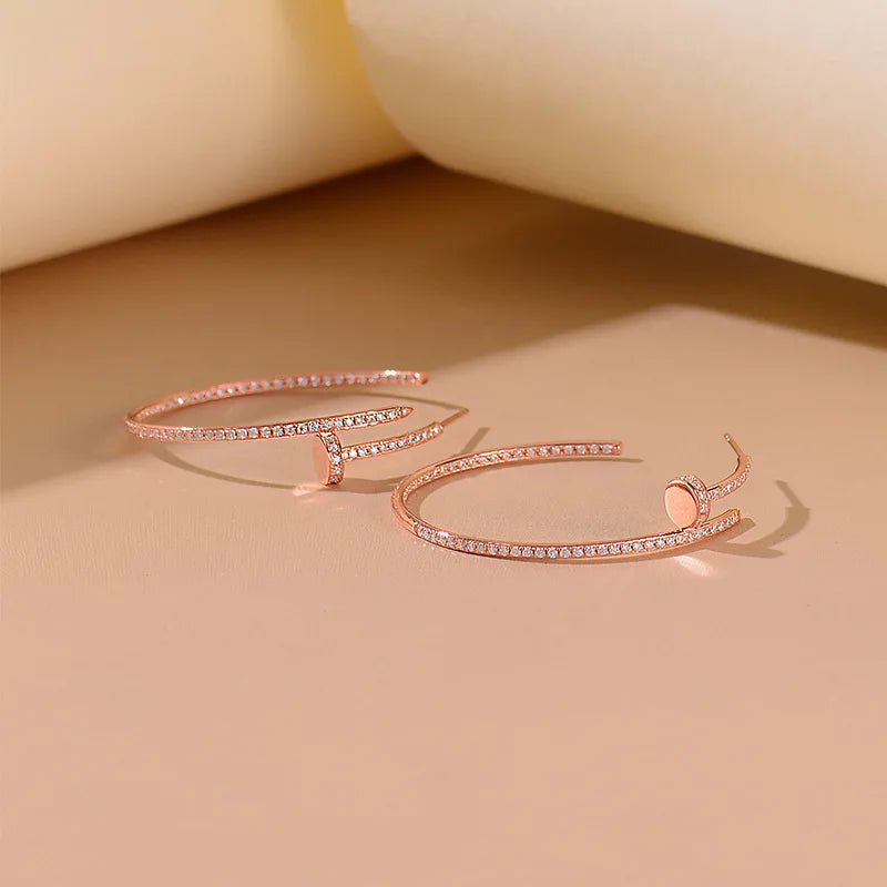 2025 New Moissanite Earrings 18K White Gold Plated Real 925 Sterling Silver Hoop Earrings for Women D Color VVS1 Fine Jewelry