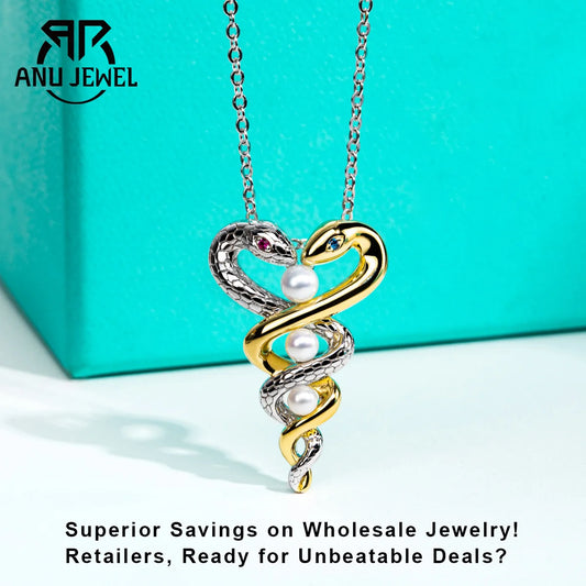 AnuJewel Exquisite Snake Pendant Seawater Pearls Necklace Classic of Mountains and Seas 50cm 925 Sterling Silver Jewelry Gifts