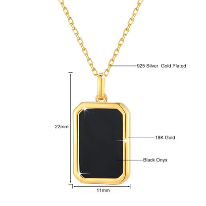 18K Gold Onyx Pendant Square Shape Pendant for Women Necklaces Au750 Jewelry with Certificate Top Quality 100% Genuine