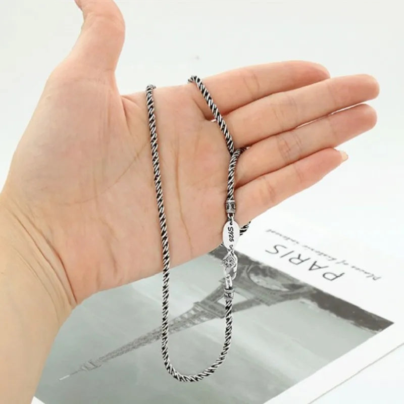 BOCAI S925 Sterling Silver Necklace for Men Women New Vajra Pestle Six Syllable Mantra Weaven-Chain Pure Argentum Jewelry