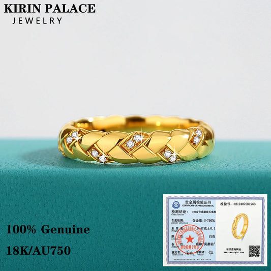 Real 18k Gold Full D VVS Moissanite Diamond Ring for Women Rings AU750 Stamp Luxury Anniversary Engagement Gift