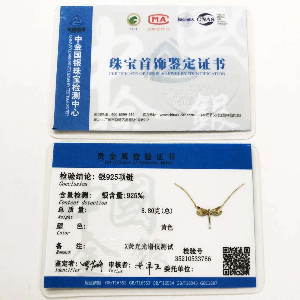 Necklace Large Dragonfly Brand New Link Chain Fine Jewelry Europe 925 Stering Silver Bohemia Happy Gift For Women