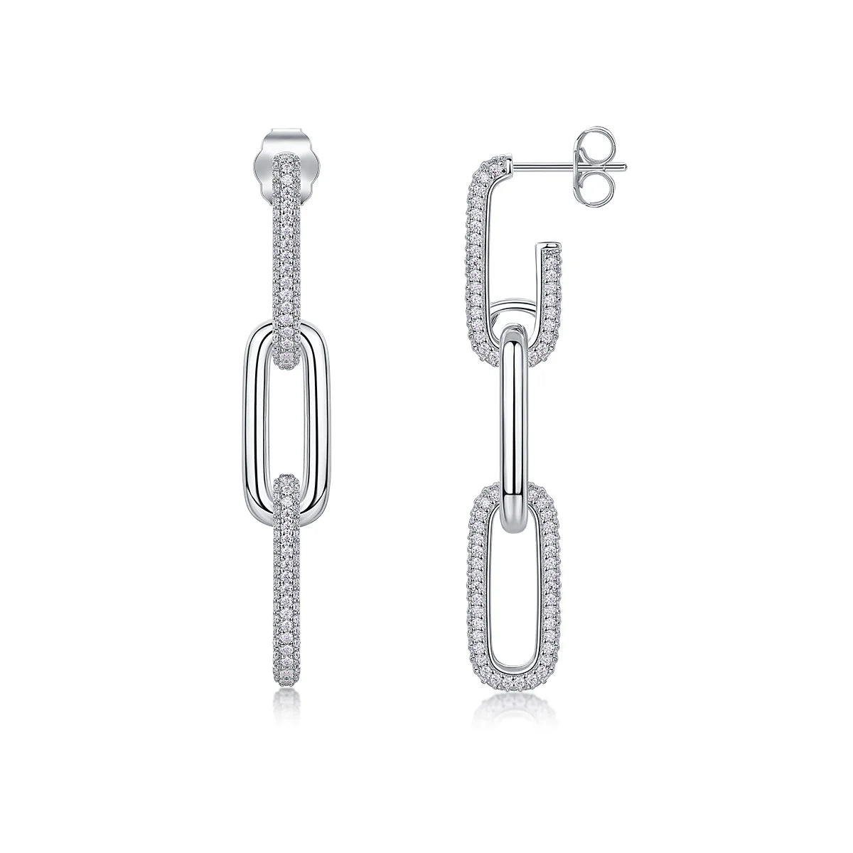 TBCYD 1MM D Color Moissanite Paperclip Link Earrings For Women S925 Silver Lab Diamond Drop Earrings Luxury Party Fine Jewelry