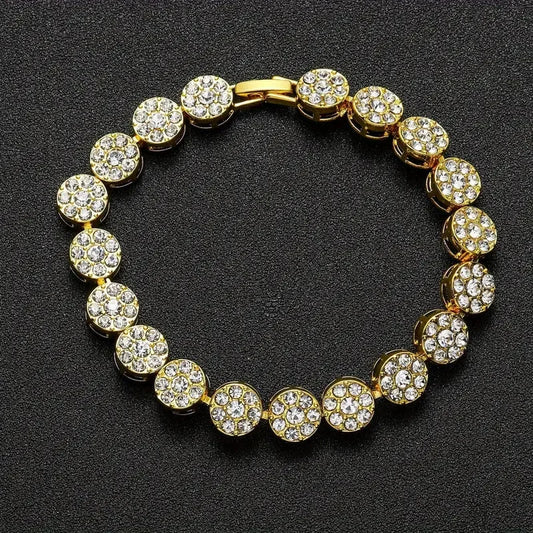 7mm Iced Out Flower Zircon Bracelet 18K Golden Plated Bracelet For Men And Women Hip Hop Rapper Jewelry