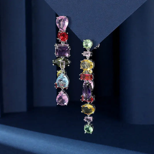 Bilincolor Gradient Iridescence Zircon Earrings for Women