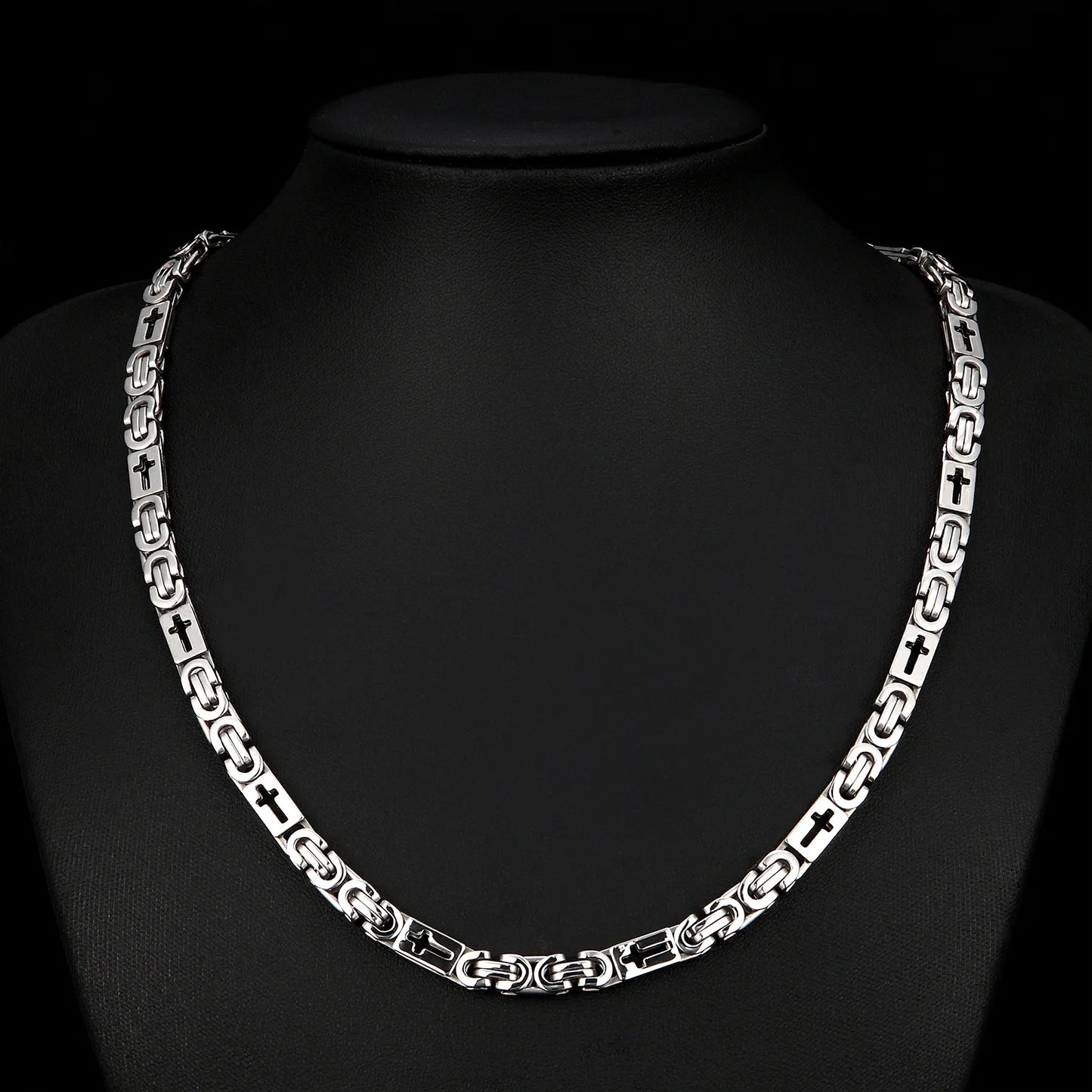 6mm Heavy 18K Gold Color Stainless Steel Byzantine Chain Necklace Men Women Punk Rock Hiphop Black Biker Bike Choker Jewelry