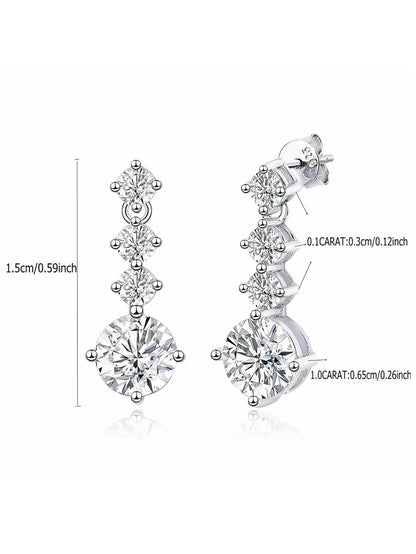 2.6ttw Full  Round Moissanite Drop Earrings For Women S925 Sterling Silver D Color Round Cut Diamond Earring Wedding Jewely