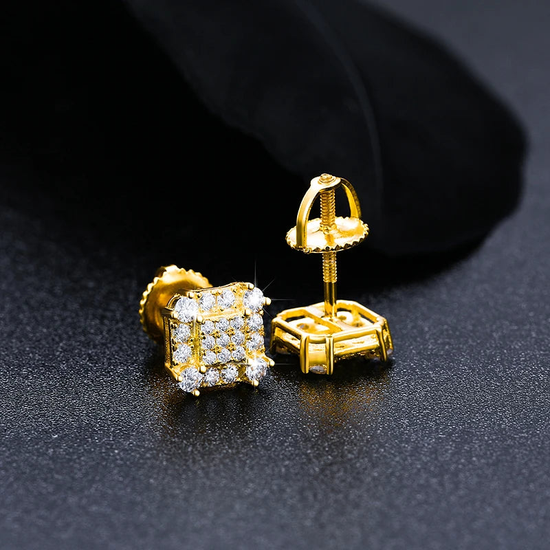 2023 Fashion Trendy Moissanite Square Stud Earring For Women 925 Sterling Silver Wedding Cute Earing Party Wholesale Jewelry