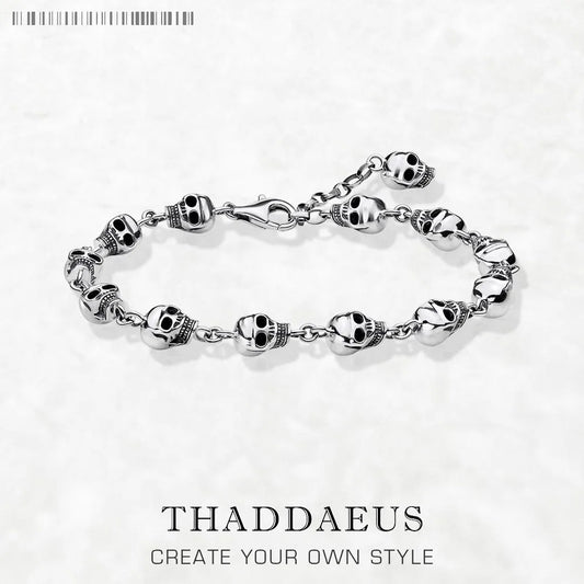 Skulls Link Chain Bracelets Punk 925 Sterling Silver Fashion Rebel Street Jewelry Europe Gift For Men Women