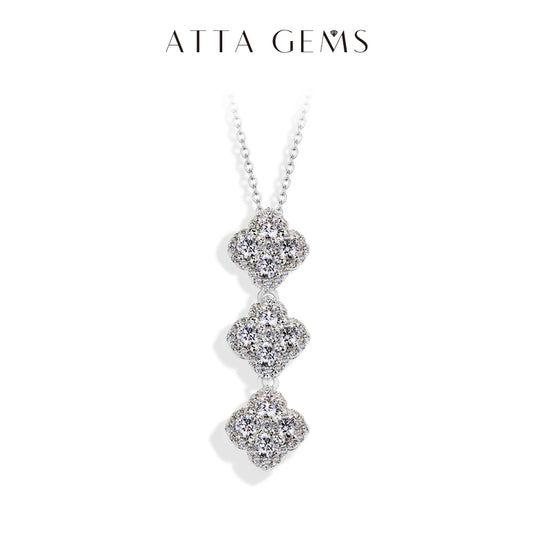 ATTAGEMS 2024 S925 Silver Necklace For Women Full D Color Moissanite Pendant Classic Engagement Wedding Jewelry Gift Top Quality