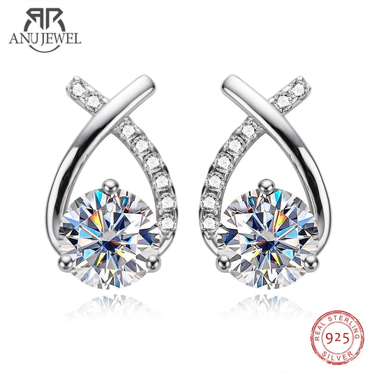 AnuJewel 4cttw D Color Moissanite Diamond 18K Gold Plated 925 Sterling Silver Stud Earrings For Woman Gifts Wholesale