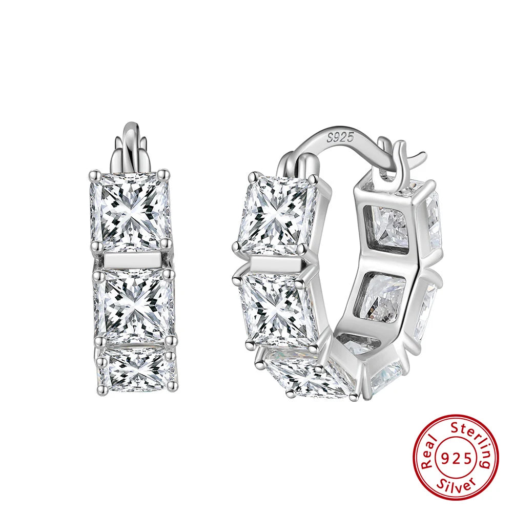 ORSA JEWELS Brilliant 925 Sterling Silver Round 8A Premium Zircon Hoop Earrings for Women Dainty Earrings Jewelry Gifts LZE15