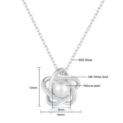 18K Yellow Gold Necklace Lucky Stars Pendant Freshwater Pearl Pure AU750 Fine Jewelry for Women Dropshipping