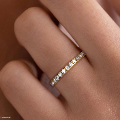 AnuJewel 1.9MM D Color Moissanite Diamond Band Ring 18K Gold Plated Wedding Yellow Color Rings for Women Jewelry Wholesale