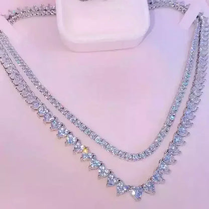 Wholesale 5A heart shape CZ iced out bling heart cz tennis necklace for women girlfriend valentine's gift fashion jewelry