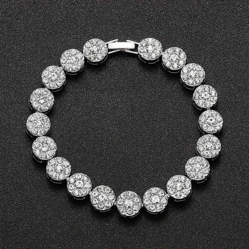7mm Iced Out Flower Zircon Bracelet 18K Golden Plated Bracelet For Men And Women Hip Hop Rapper Jewelry