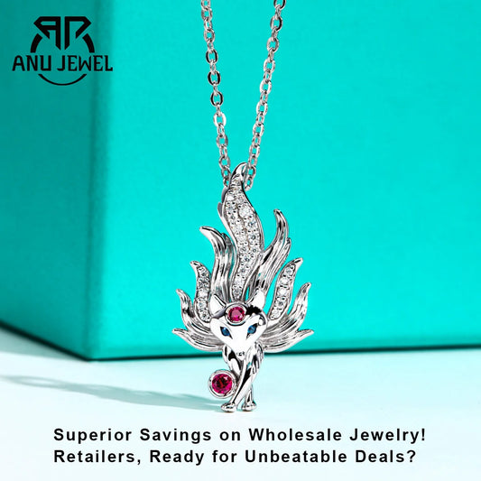AnuJewel D Color Moissanites Nine-Tailed Fox Pendant Classic of Mountains and Seas 50cm Necklace 925 Sterling Silver Jewelry