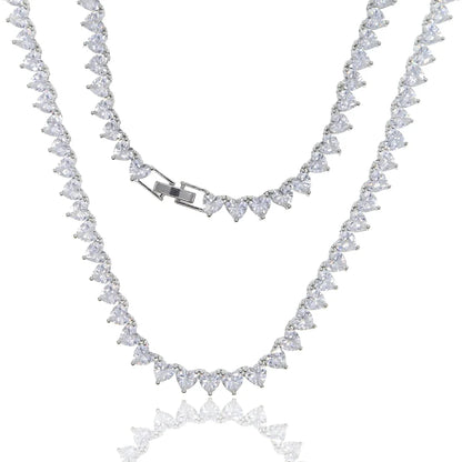Wholesale 5A heart shape CZ iced out bling heart cz tennis necklace for women girlfriend valentine's gift fashion jewelry