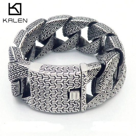31/21MM Wide High Quality Thick Bracelet Choker Men Punk Stainless Steel Wheel Bracelet Domineering Personality Charm Jewelry