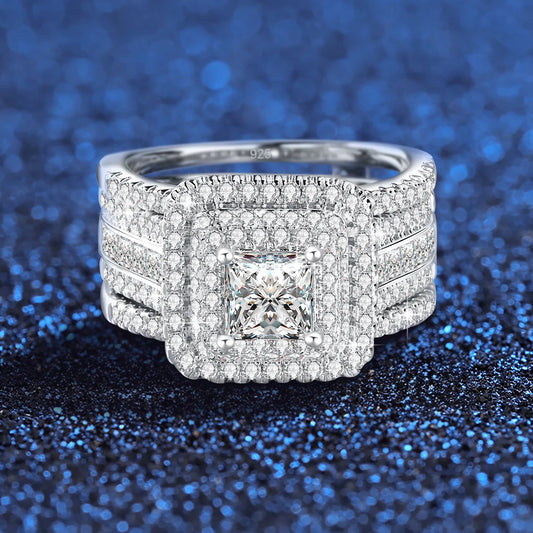 2PCS Moissanite Rings Set Certificate For Wedding 100% Silver 925 Luxury Brand Designer Engagement Jewelry For Women Wholesale