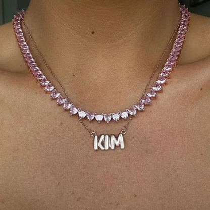 Wholesale 5A heart shape CZ iced out bling heart cz tennis necklace for women girlfriend valentine's gift fashion jewelry