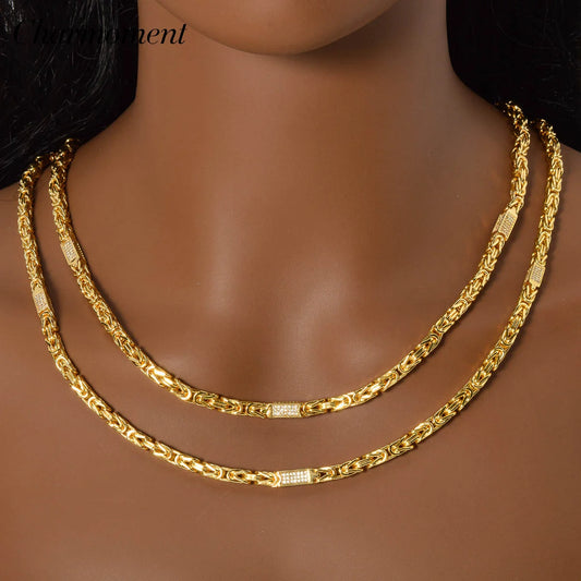 2024 New Geometric Crystal Necklace for Women Chic 18k Gold Plated Metal Choker Clavicle chain Female Exquisite Jewelry Hot Sale