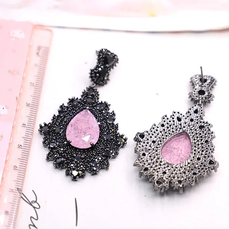 Bilincolor Fashion Elegant Pink and Blue Earring for Women