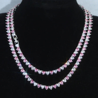 Wholesale 5A heart shape CZ iced out bling heart cz tennis necklace for women girlfriend valentine's gift fashion jewelry