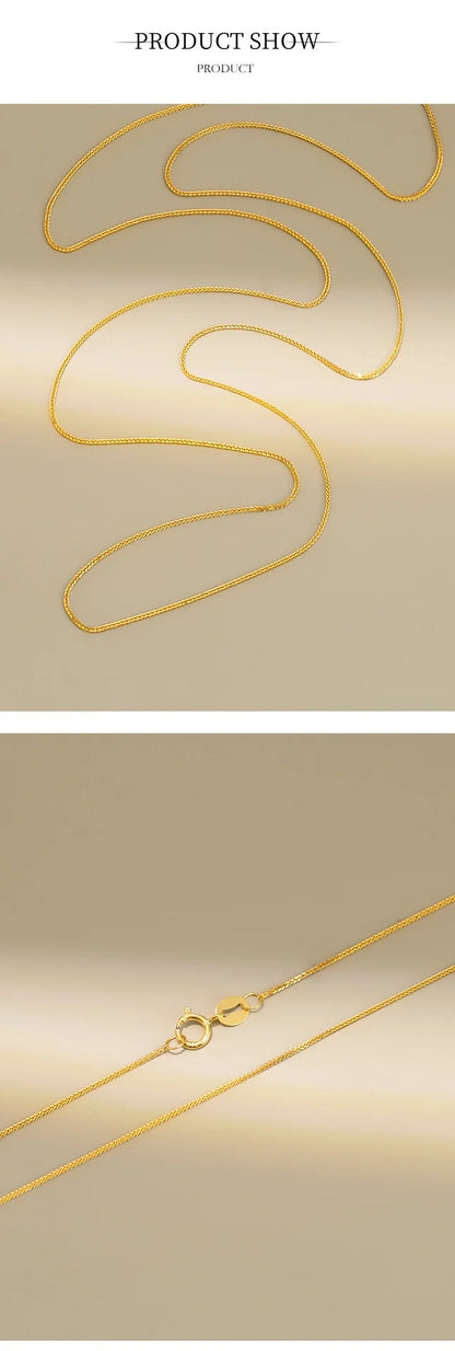 18k Gold Necklace Chopin Chain Au750 Steel Stamp 100% Genuine for Women Anniversary Gift Trendy Jewelry Suitable for Pendants