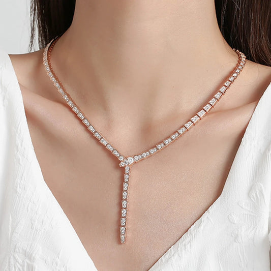 Slim Classic Fashion Full Zircon Diamond Stone Narrow Snake Shaped Choker Necklace Women Luxury Designer Gold plated Jewelry