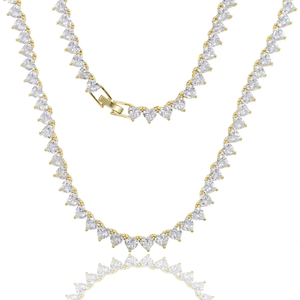 Wholesale 5A heart shape CZ iced out bling heart cz tennis necklace for women girlfriend valentine's gift fashion jewelry