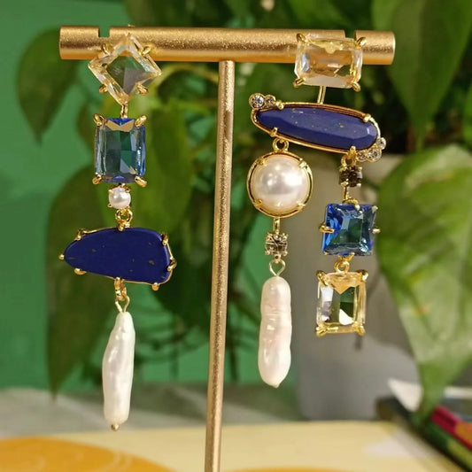 Bilincolor Geometric Square Transparent Colored Cube Water Drop Earrings for Women