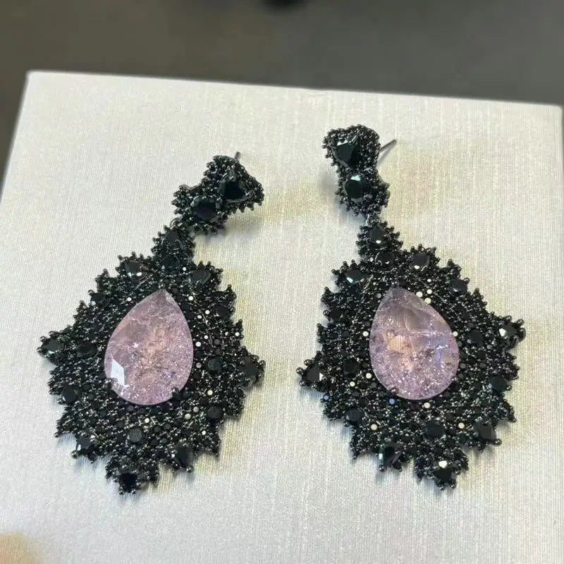 Bilincolor Fashion Elegant Pink and Blue Earring for Women