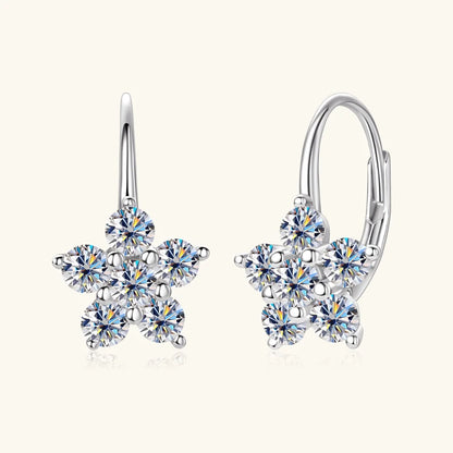 Original 925 Sterling Silver Flower Hoop Clip Earrings D0.60CT Full Moissanite Earrings for Women Wedding Jewelry Valentine Gift