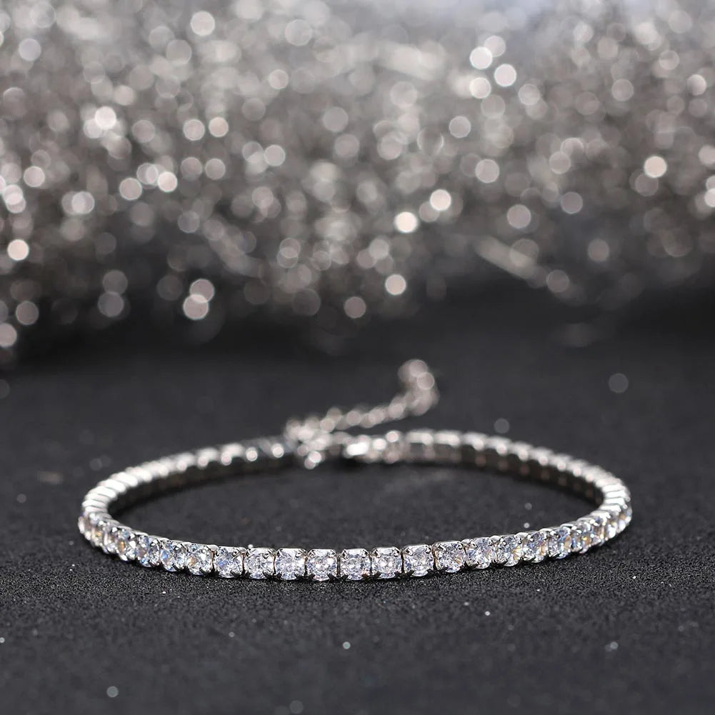 ORSA JEWELS 925 Sterling Silver Brilliant Tennis Bracelet 3.0mm Bezel Setting CZ for WomenChain Bracelet Luxury Jewelry SB192