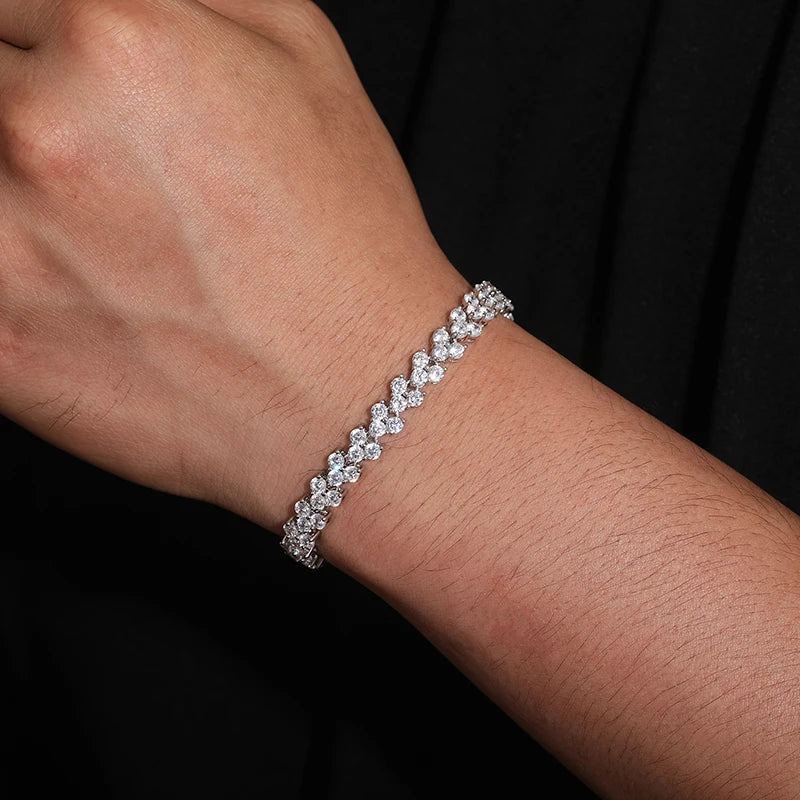 Original 925 Sterling Silver CZ Classic Tennis Bracelet for Women Men Engagement Wedding Charm Hip Hop Iced Out Jewelry Shining