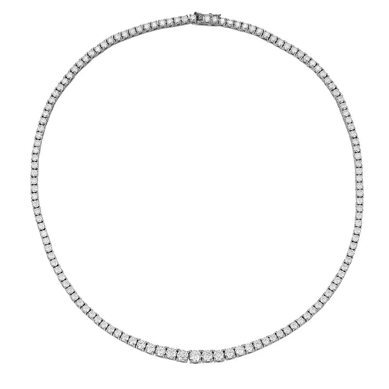 Smyoue 14-24inch All Moissanite Tennis Necklace for Men Women 100% Solid Silver Plated 18k Gold Praty Luxury Quality Jewelry GRA
