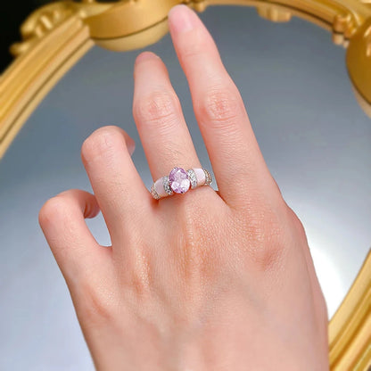 1CT Oval Moissanite Ring with Certificate Sparkling Pink Blue Diamond S925 Silver Wedding Band Engagement Fine Jewelry For Women