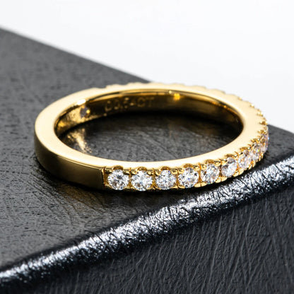 AnuJewel 1.9MM D Color Moissanite Diamond Band Ring 18K Gold Plated Wedding Yellow Color Rings for Women Jewelry Wholesale