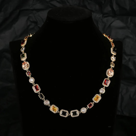 10MM Colourful Zirconia Necklace Iced Out Gemstone Chain For Men And Women Hip Hop Jewelry Ideal Choice for Father's Day Gifts