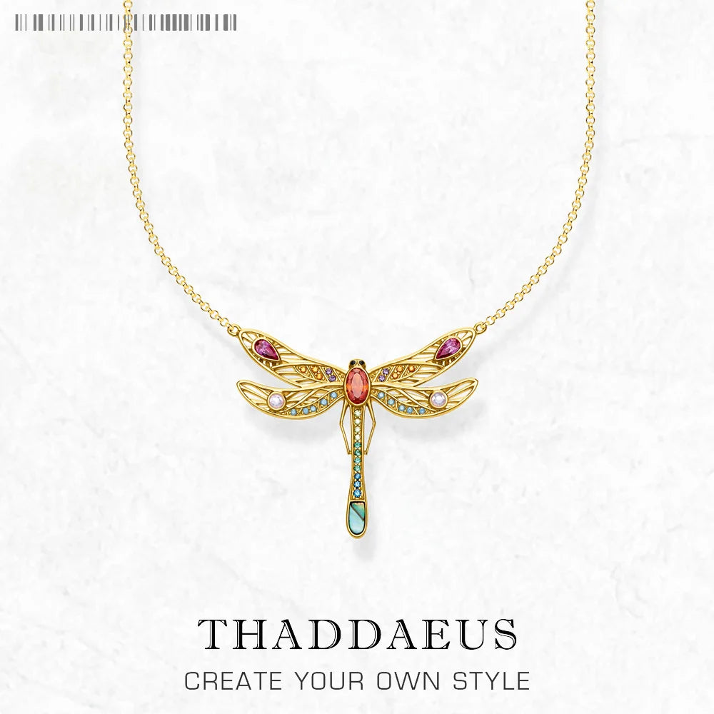 Necklace Large Dragonfly Brand New Link Chain Fine Jewelry Europe 925 Stering Silver Bohemia Happy Gift For Women