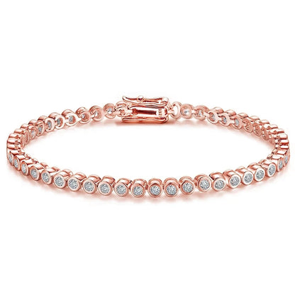 2mm Moissanite Tennis Bracelet for Woman Men 925 Sterling Silver Plated 18k Gold Hip Hop Chain Round Bubble Diamond Bracelets